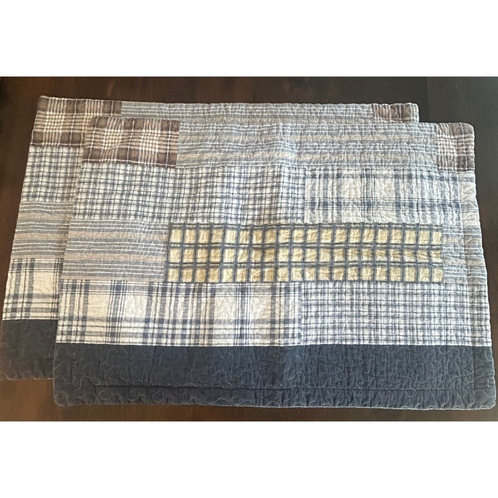 Cozy Line Home Fashion Quilt Set Queen Blue Plaid Cotton Pillow Sham Cottagecore - Picture 6 of 8